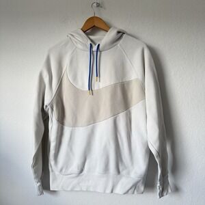 Nike Sportswear Big Swoosh Tech Fleece Pullover Hoodie White DD8222-133 Sz Small